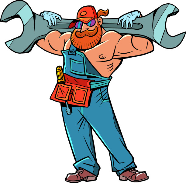 肌肉管道工与一个活动扳手图片下载