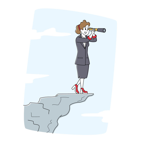 女商人站在山顶遥望远方图片下载