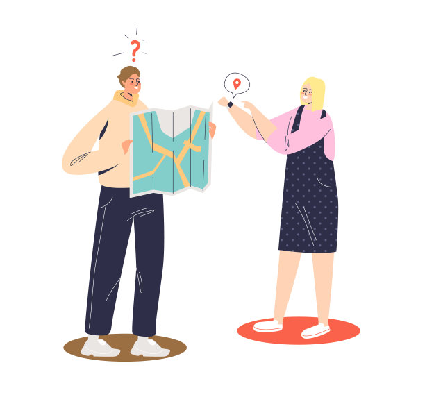 情侣使用地图导航应用在智能手表图片下载