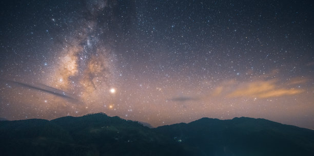 美丽的自然背景，令人敬畏的放松风景景观，银河系的空间上方的领域图片下载