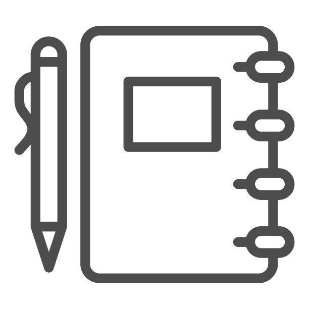笔记本和笔线图标学校概念螺旋图片下载
