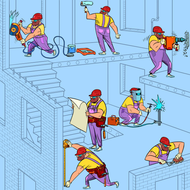 建筑很多工人不同图片下载