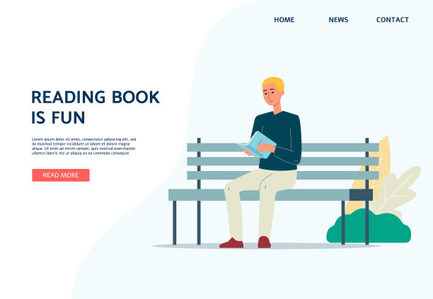 网站横幅或登陆页与人阅读图片下载