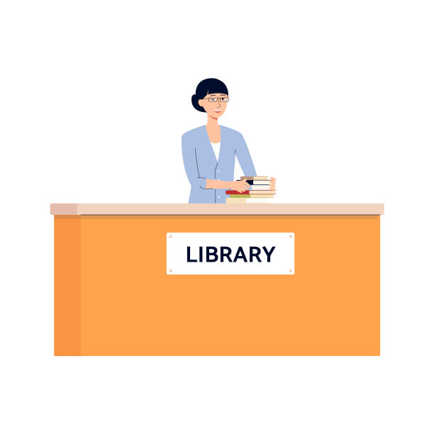 女图书管理员，旁边放着书图片下载