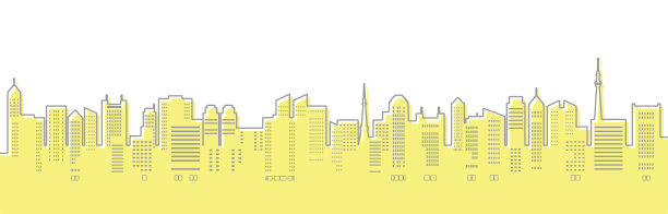摩天大楼城市景观插画(线条艺术)图片下载