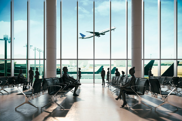 机场客运航站楼的3d渲染图片下载