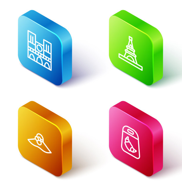 设定等距线巴黎圣母院铁塔图片下载