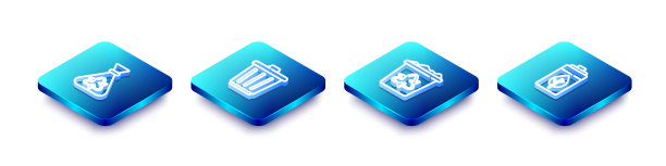 设置可回收垃圾的等距线垃圾袋图片下载