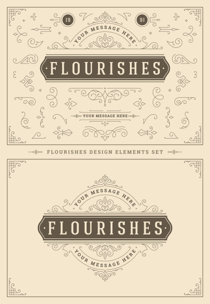 复古饰品漩涡和小装饰图片下载