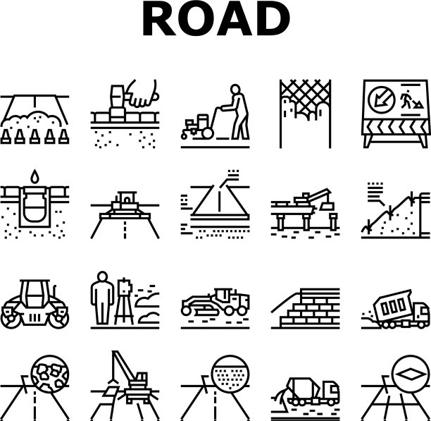 道路建设收集图标集图片下载