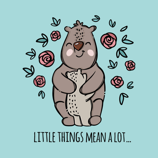 熊抱儿子过父亲节图片下载