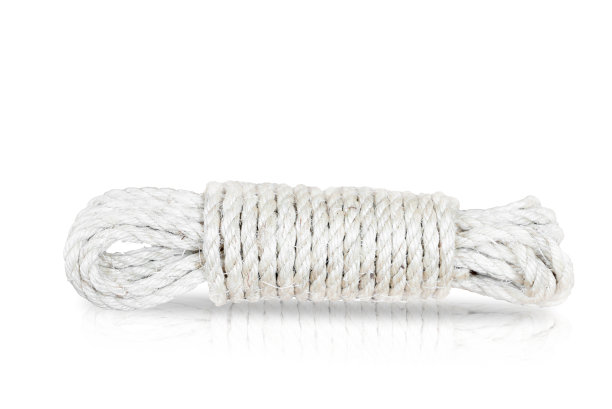 孤立的白色绞结的编织粗绳图片下载