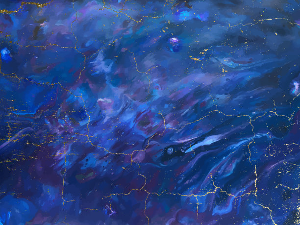 蓝色大理石和金色抽象背景纹理。靛蓝、蓝色大理石花纹配以天然奢华风格的大理石线条和金粉。向量图片下载