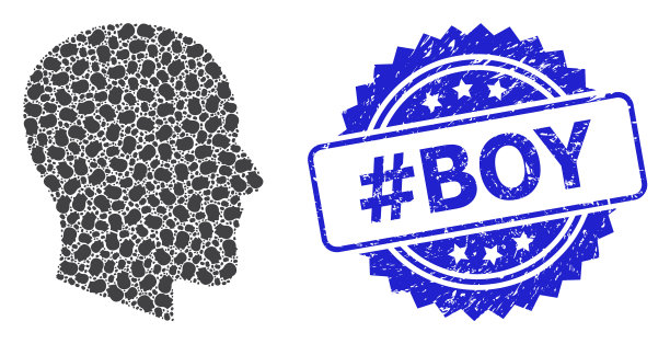 忧伤的标签男孩印章印章和递归图片下载