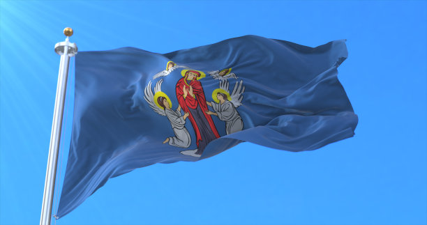 白俄罗斯首都明斯克的国旗。3d渲染图片下载