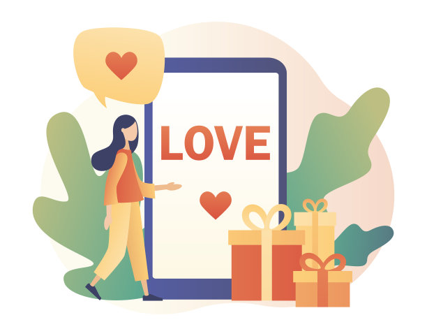 在爱情中，小女孩传递着爱的信息图片下载