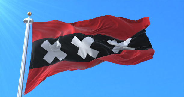 荷兰首都阿姆斯特丹的国旗。3d渲染图片下载