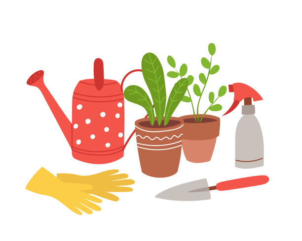 热爱园艺理念，种植室内盆栽，种植幼苗，照料庭院，把种田当成一种爱好。矢量插图在平面风格孤立在白色图片下载