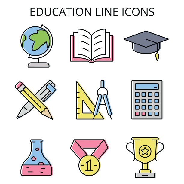 科学和教育。平面风格的彩色矢量图标图片下载