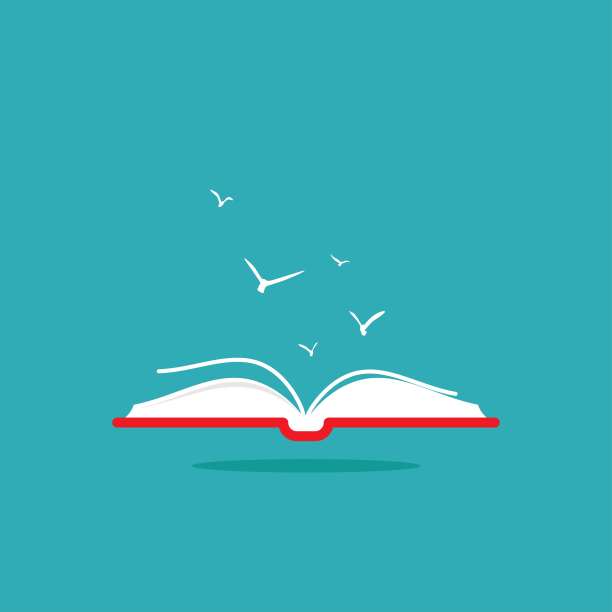 打开书，白鸟飞了出来。孤立在白色背景上。图片下载