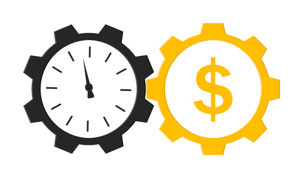 时间是金钱的象征，有时钟和齿轮的标志图片下载