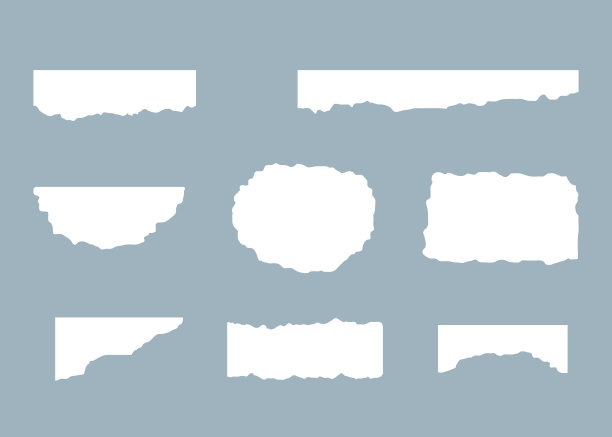 撕破的纸，撕破的纸，废弃的白色套装。向量图片下载