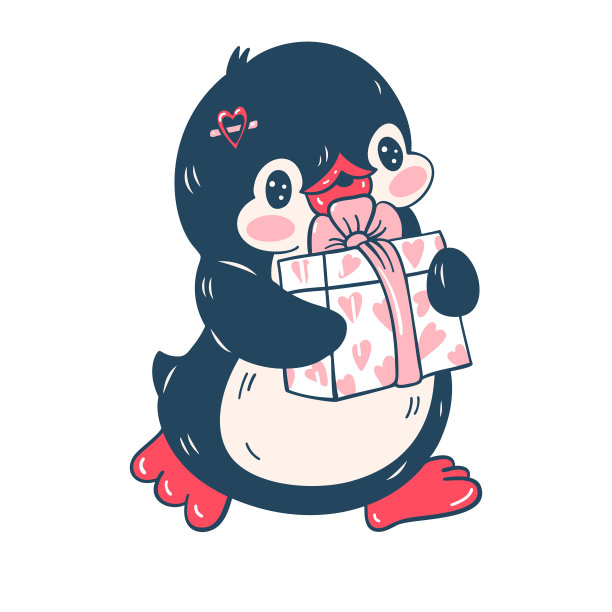 一只可爱的企鹅被孤立在白色的背景上图片下载