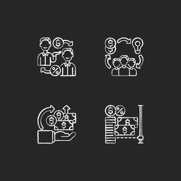 组织众筹粉笔白色图标集图片下载