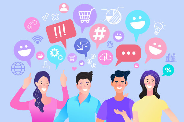 移动社交媒体概念。平面风格最小矢量插图。图片下载