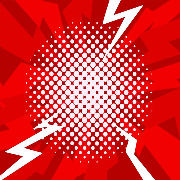红色背景上的白点与白色雷电的行插图图片下载