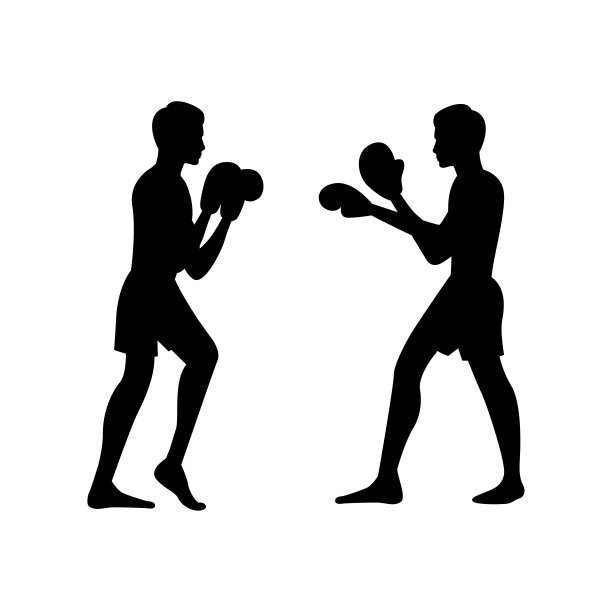 黑色剪影设计的泰国武术称为泰拳图片下载