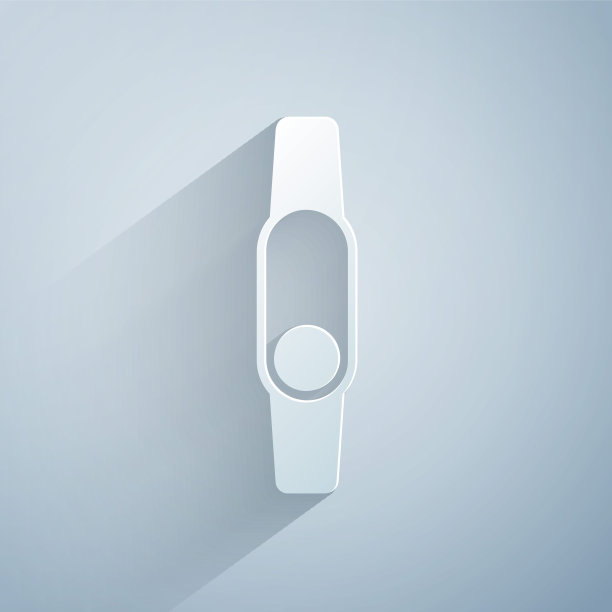 剪纸智能手表图标孤立在灰色背景。健身应用程序的概念。纸艺术风格。向量图片下载