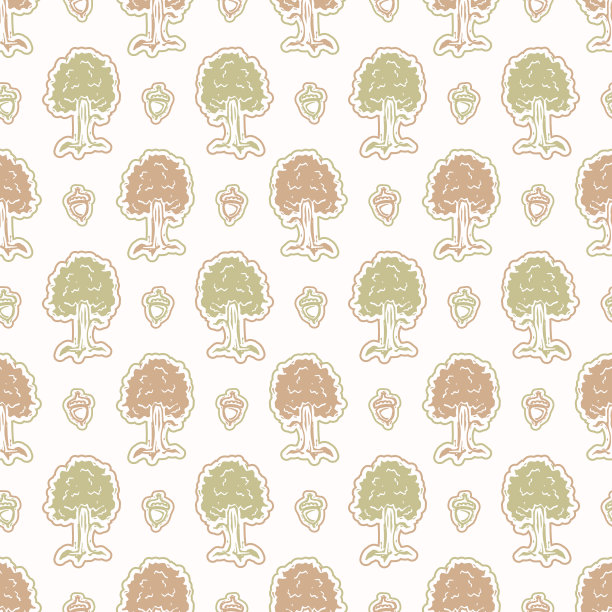 无缝极简树blockprint图案背景。淡色调柔和的墙纸。简单现代scandi男女皆宜的儿童设计。有机光中性婴儿新生儿苗圃印花。图片下载