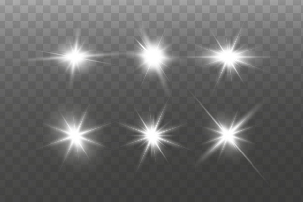 光的效果。明亮的恒星。光在透明的背景上爆炸。明亮的太阳。图片下载
