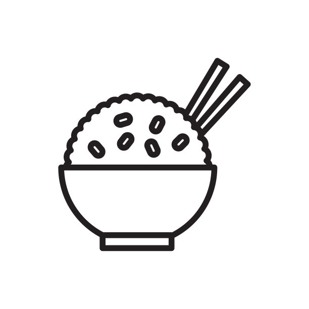 米饭在碗的轮廓图标矢量图形设计，标志，网站，社交媒体，手机应用程序，插图图片下载