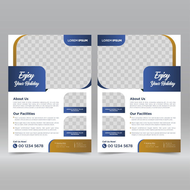 酒店和度假村传单设计模板图片下载