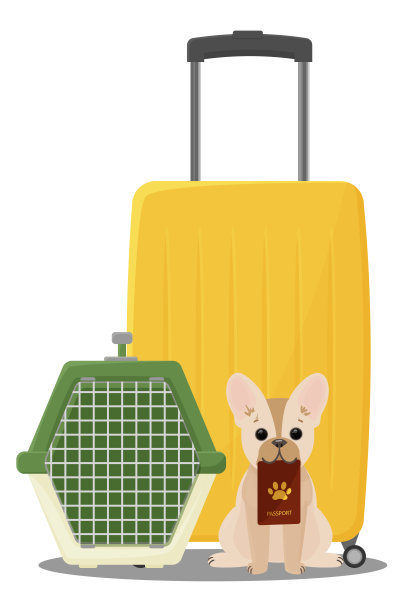 和家畜一起旅行。狗的手提箱和载体。有兽医护照的狗。矢量插图孤立在白色背景图片下载