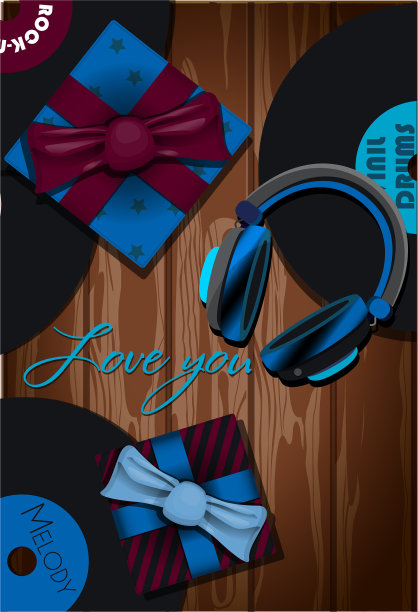 一张带耳机的卡片送给父亲节图片下载