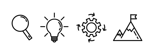 业务图标。业务步骤。业务流程信息图模板。线性风格。成功的4步。矢量图图片下载
