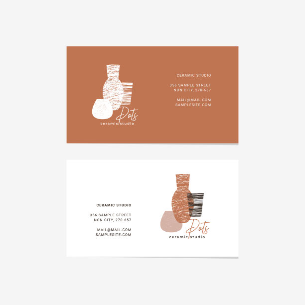 陶瓷工作室手工制作的标志。名片模板。矢量插图。图片下载