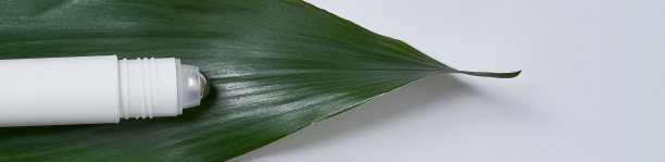 日常护理辊在塑料瓶上的绿叶图片下载