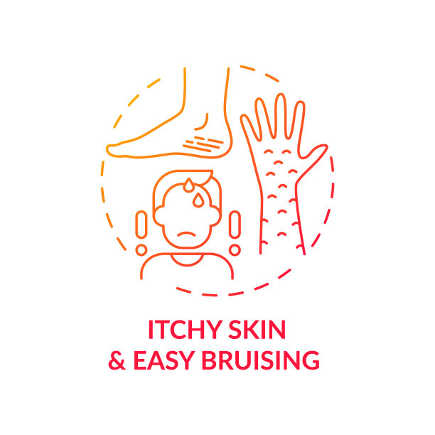 皮肤发痒和容易擦伤的概念图标图片下载