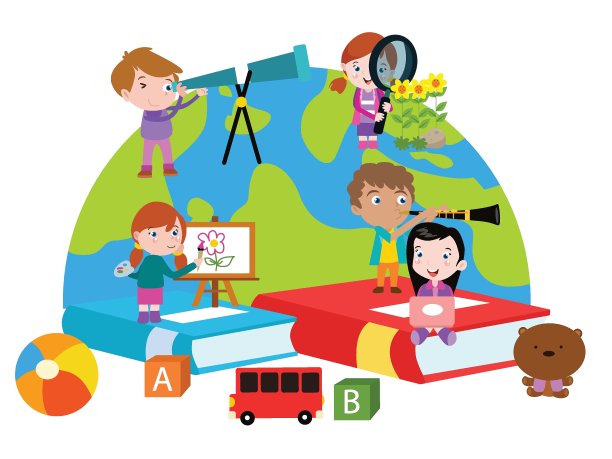 孩子和他们的学习载体图片下载