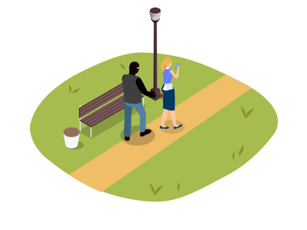 公园扒窃，三维等距矢量图片下载