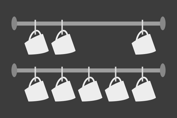 一套挂在栏杆上的白色杯子图片下载