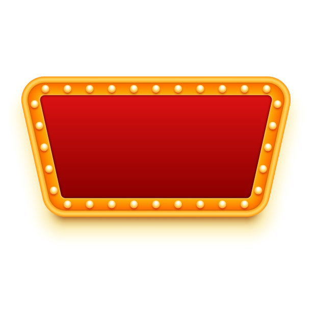 红色和金色的标志框架与灯泡图片下载