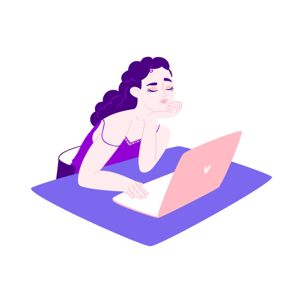 睡意朦胧的女孩坐在笔记本电脑前，一个年轻女子倚靠着图片下载