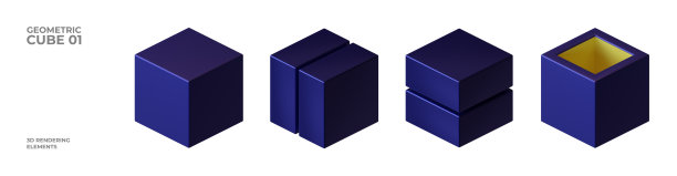 几何立方体3D渲染插图元素01图片下载