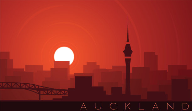 奥克兰低太阳地平线景色图片下载