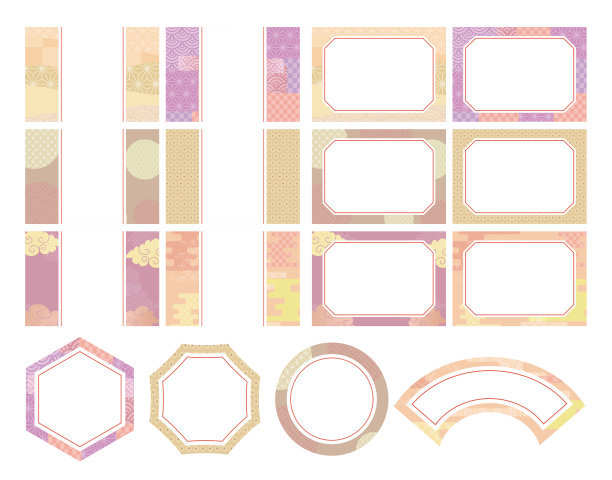 日本模式模式框架标签矢量插图材料集图片下载